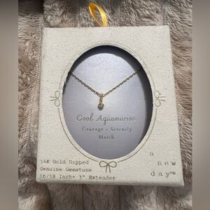 a new day 14K Gold-Dipped Aquamarine Gemstone Pendant Necklace NWT